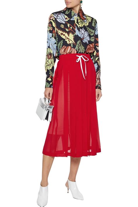 Miu Miu Crepe De Chine Pleated Midi Israel Site .